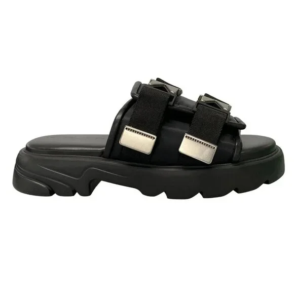 BOTTEGA VENETA - Black Chemical Fiber Leather Rubber Men's Sandals 607-080425 - Picture 2 of 12